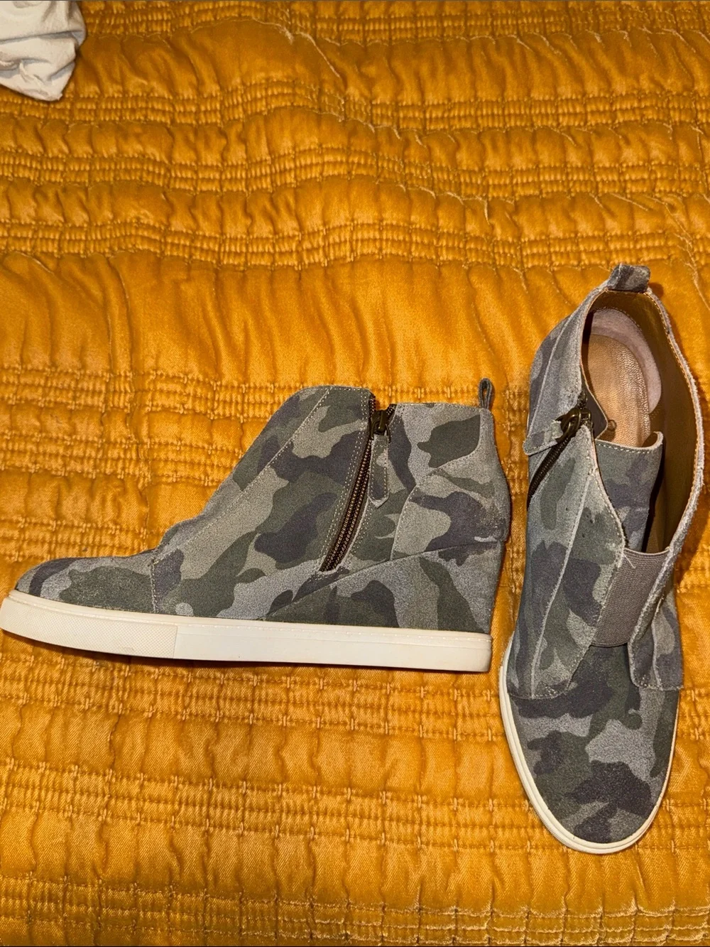 Paolo Green Camo Wedge Slip-On Sneakers